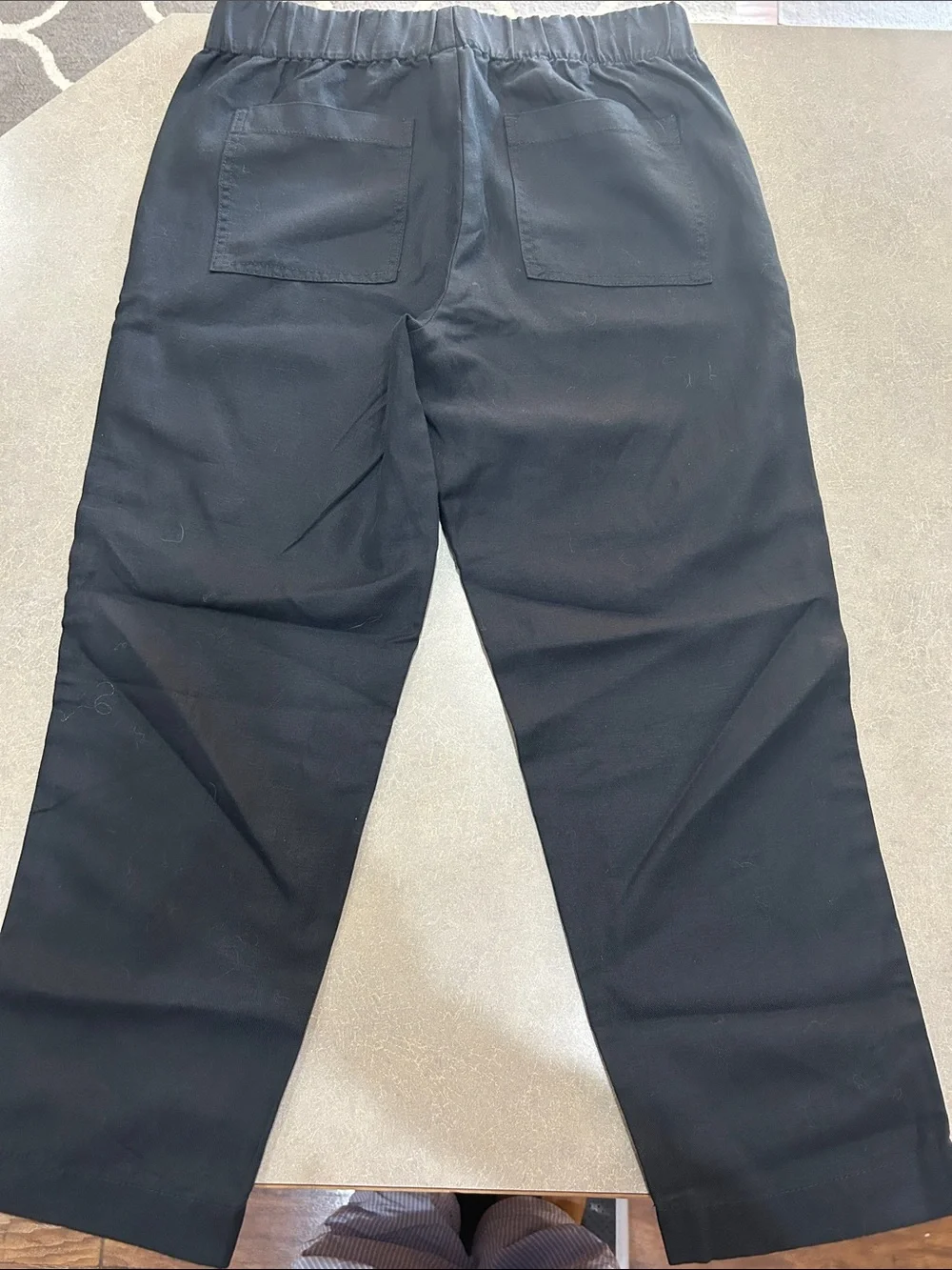 Banana Republic Black Cropped Linen-Blend Pull-On Ankle Pants with Patch Pockets